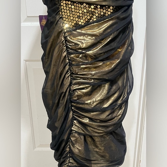 Z. CAVARICCI  GOLD SEQUINS SPLICE TUBE DRESS WOMENS SIZE 22 - Picture 5 of 12
